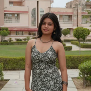 Olive Bloom Backless Cotton Short Kurti